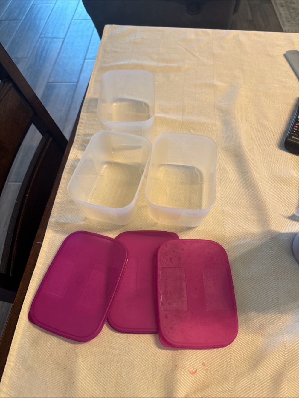 Set of 3 Clear Food Storage Containers with Pink Lids Tupperware freezermates
